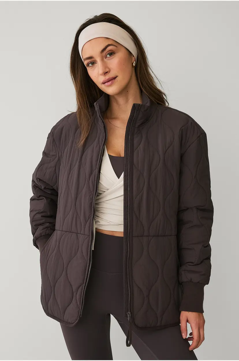 Ellos STUDIO Jakke Oversized Quilted Padded Jacket - Brun