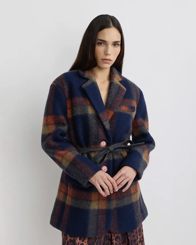 Manoush Manoush Raymonde Blue Plaid wool coat