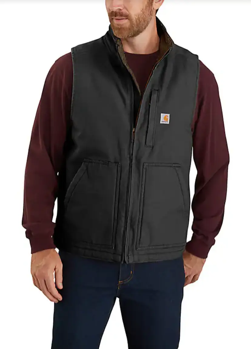 Carhartt Workwear Carhartt Workwear M's Washed Duck Lined Mockneck Vest Black- Loose Fit