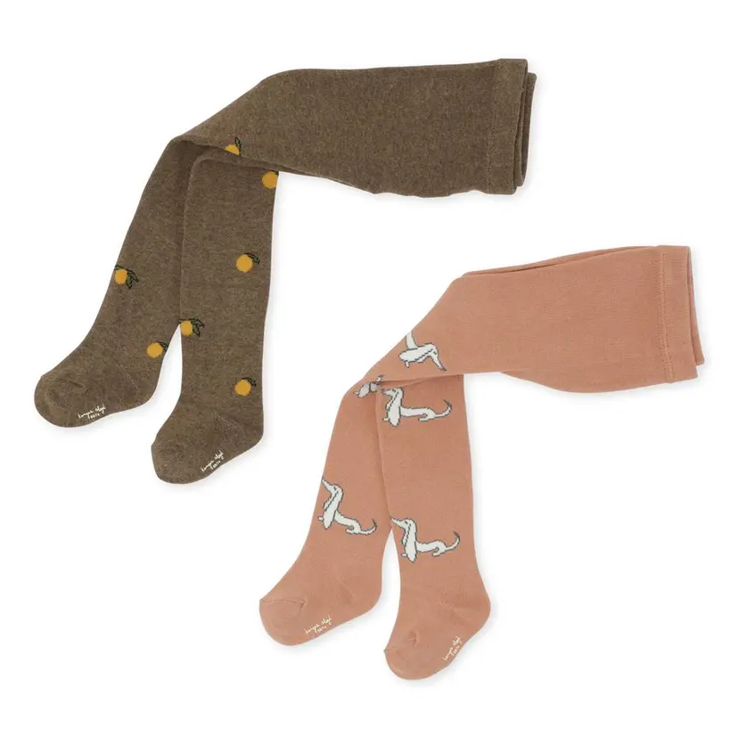 Konges Sløjd Konges Sløjd 2 X Jacquard Stockings Dog/Lemon (56/62: 2-3mnd)