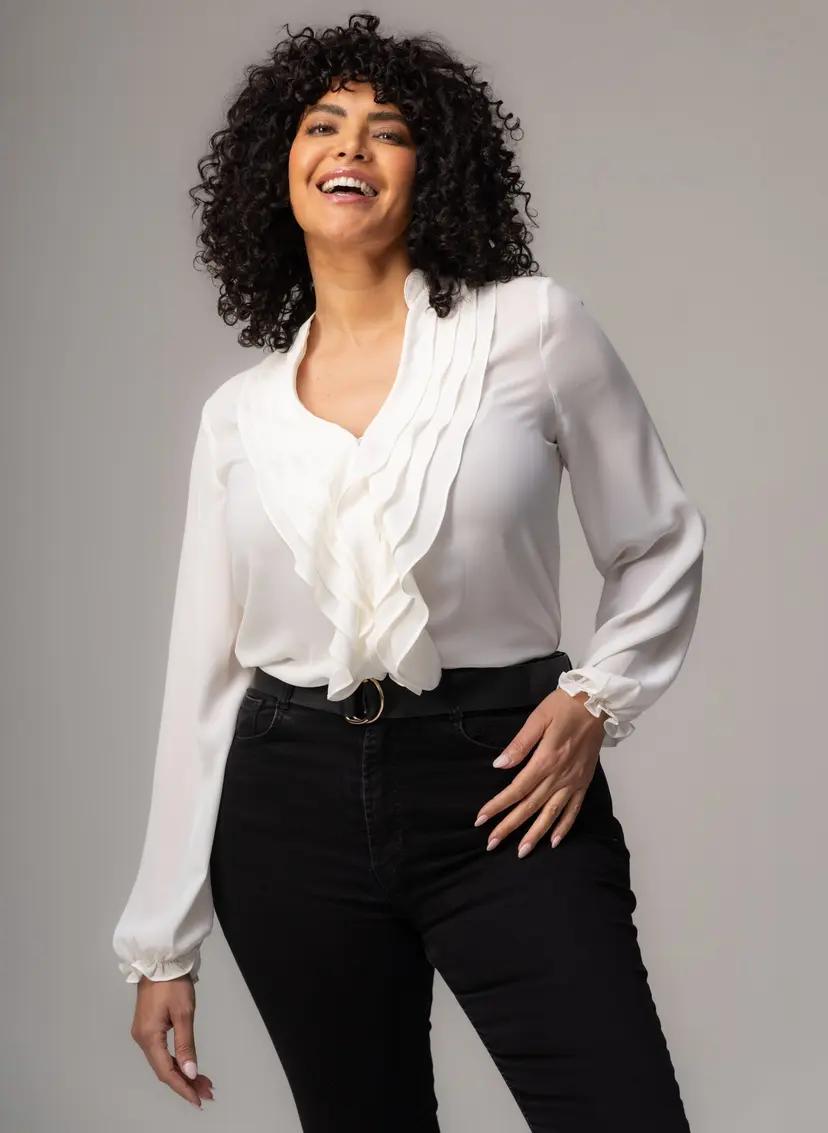 The Shirt Company VICTORIA CURVE BLOUSE - Ivory, Crepe