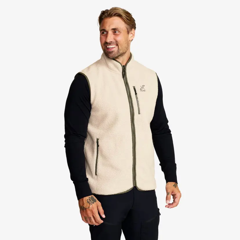 RevolutionRace Canyon Full-zip Pile Fleece Vest Herre Peyote/Thyme