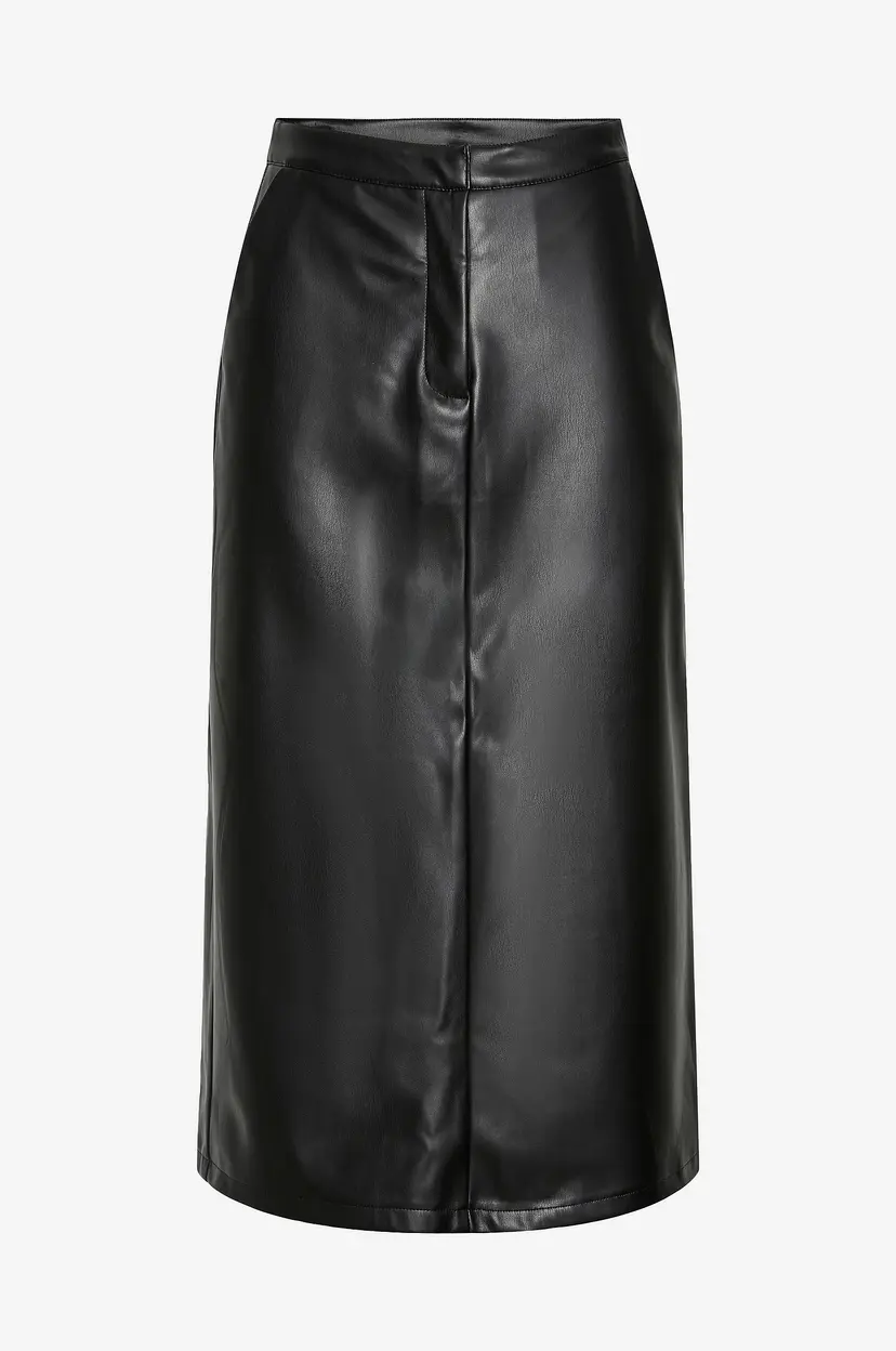 Pieces Skjørt pcNeeth HW PU Midi Skirt - Svart