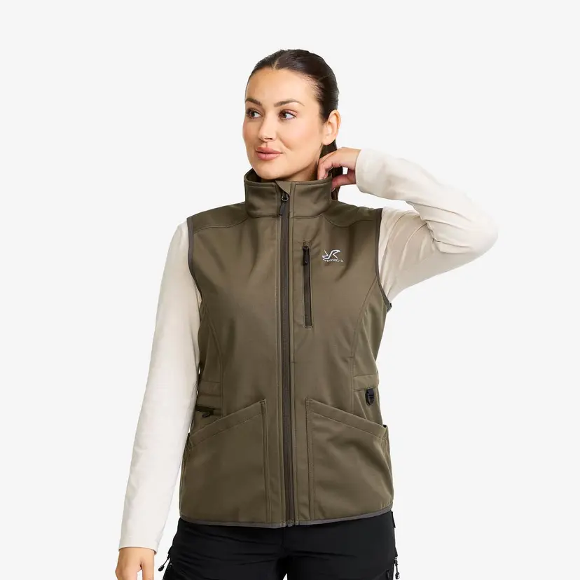 RevolutionRace Responder Softshell Vest Dame Light Moss Gray