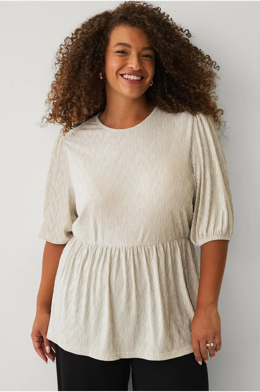Ellos Plus collection Topp med puffermer - Hvit