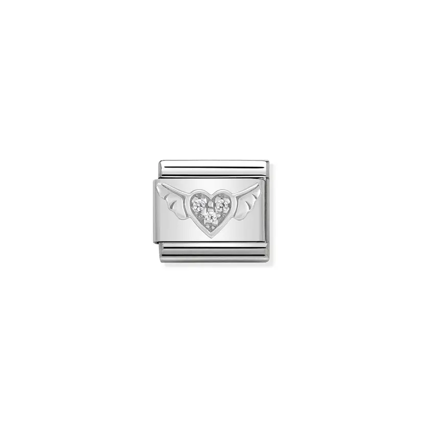 Nomination Cubic Zirconia Flying Heart Silver