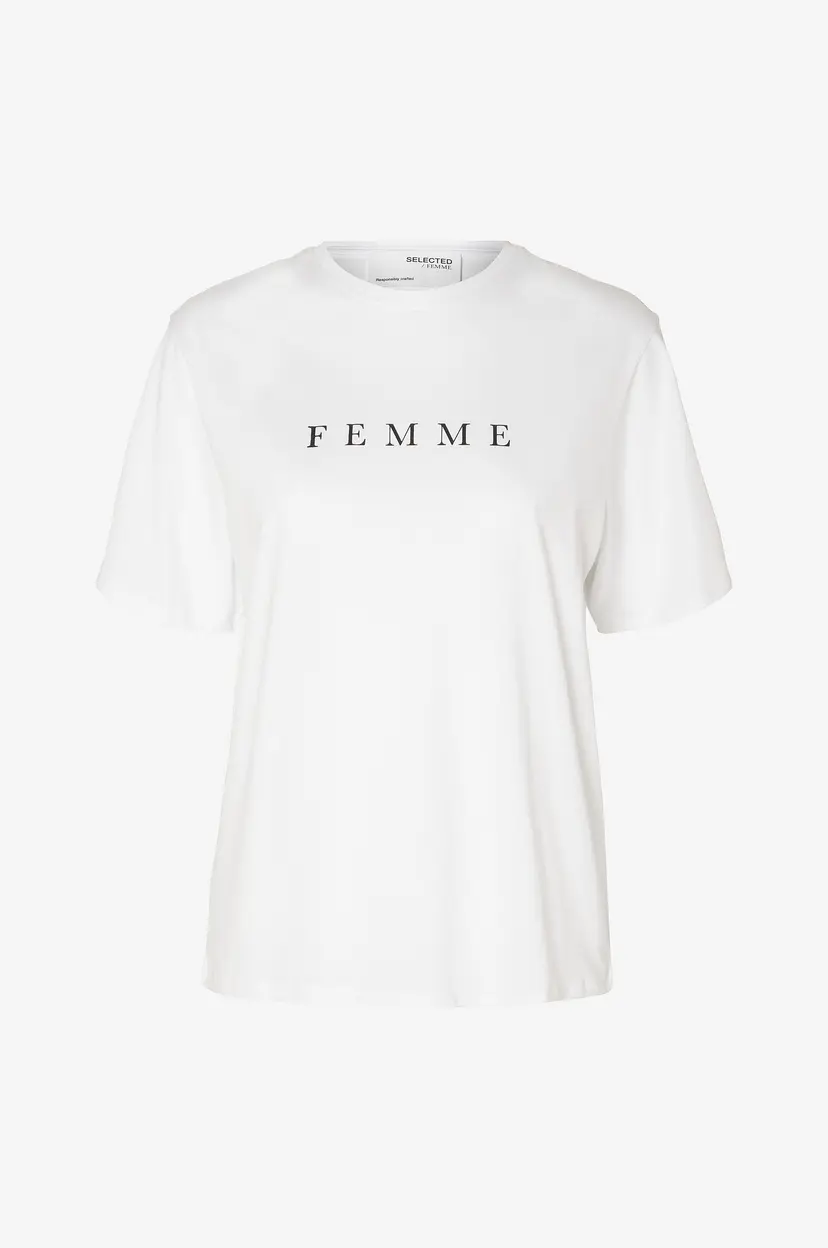 Selected Women T-shirt slfVilja SS Printed Tee W - Hvit