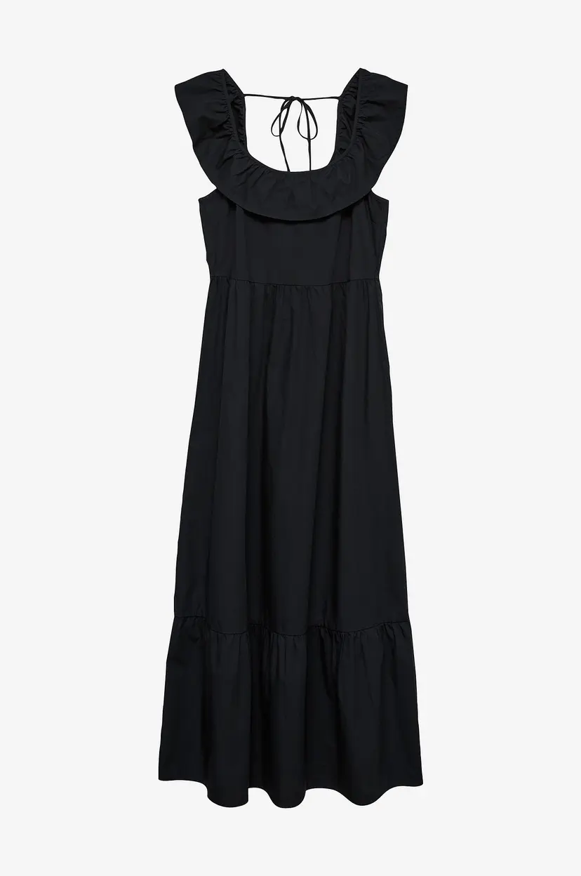 Vero Moda Curve Maxikjole vmcJarlotte SL ruffle ancle dress C - Svart