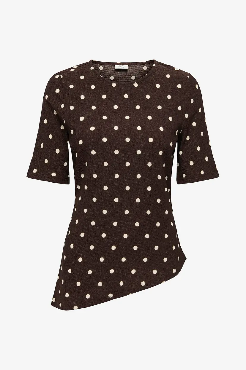 JDY Topp jdyDebbie S/S Asymmetrical Jrs - Brun