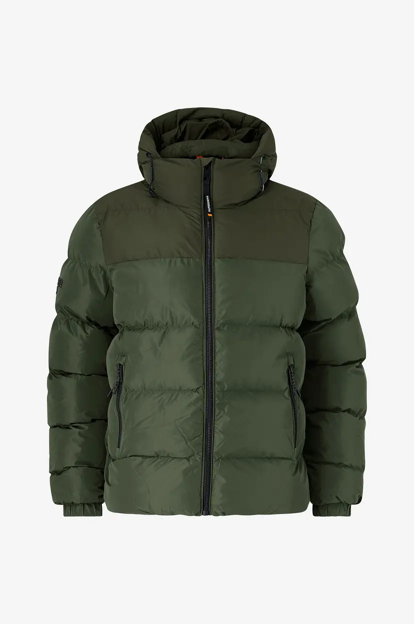Superdry Jakke Colourblock Hooded Puffer Jkt - Grønn