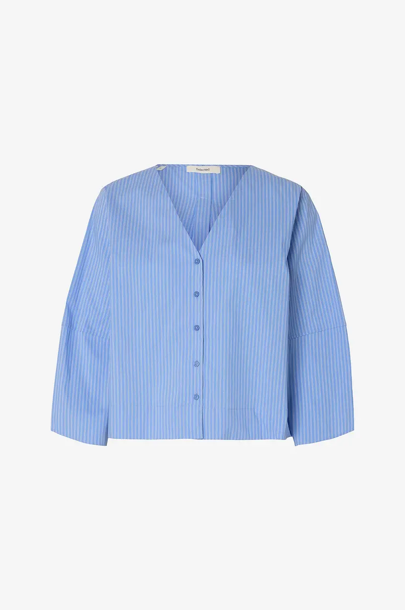 Selected Women Skjorte slfBea 3/4 V Neck Shirt - Blå