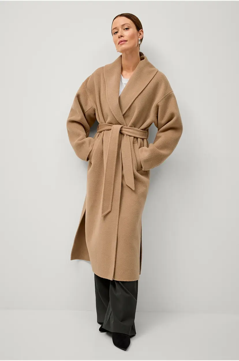 Ellos Collection Ullkappe med belte Premium - Beige