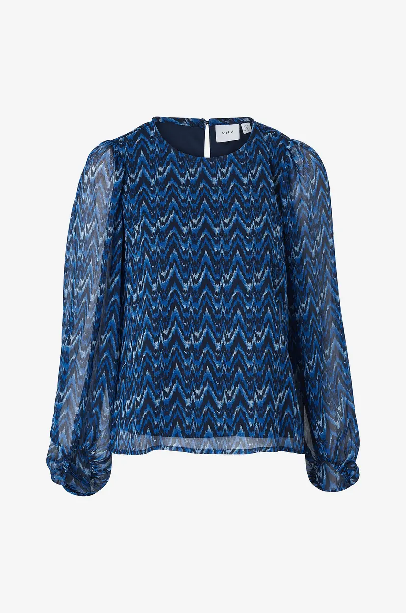 Vila Topp viFalia O-neck L/S Top - Blå