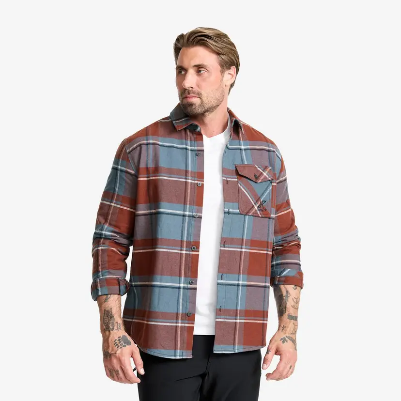 RevolutionRace Nevada Flannel Shirt Herre Rusty Walnut/Stormy Weather