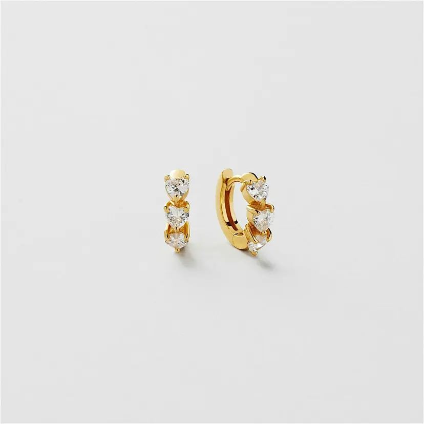 Safira Clear Hearts Hoops