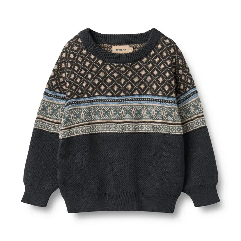 Wheat Wheat, Jacquard Pullover Julius, Navy