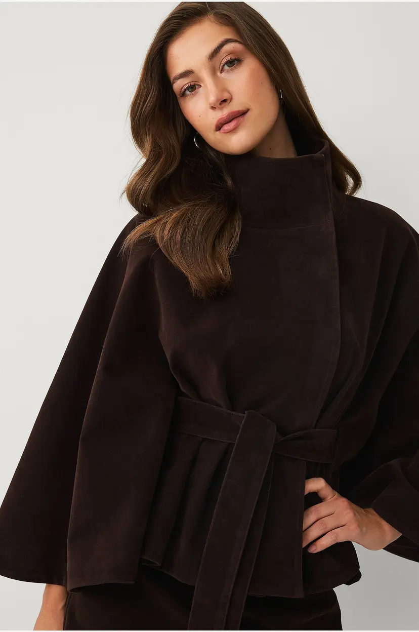 Ellos Collection Cape med belte - Brun