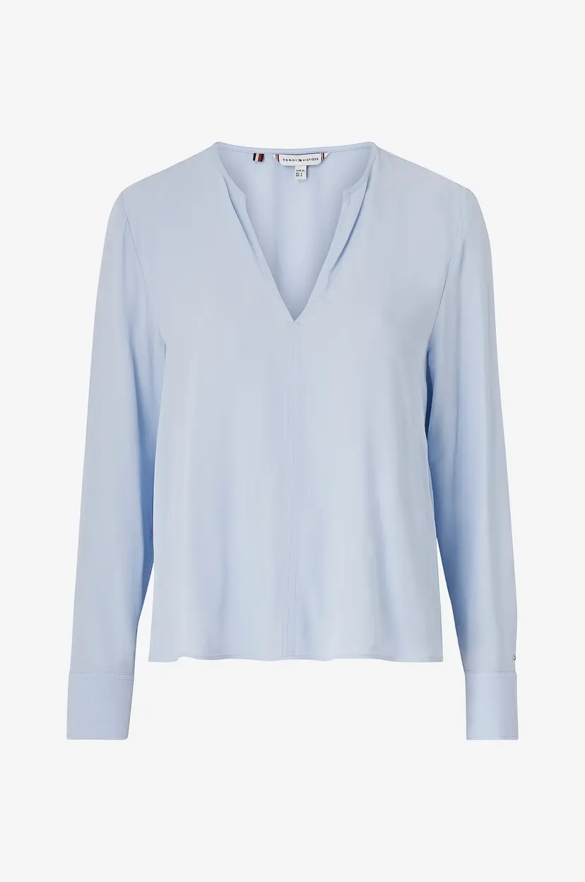 Tommy Hilfiger Bluse Viscose Crepe V-neck Blouse - Blå
