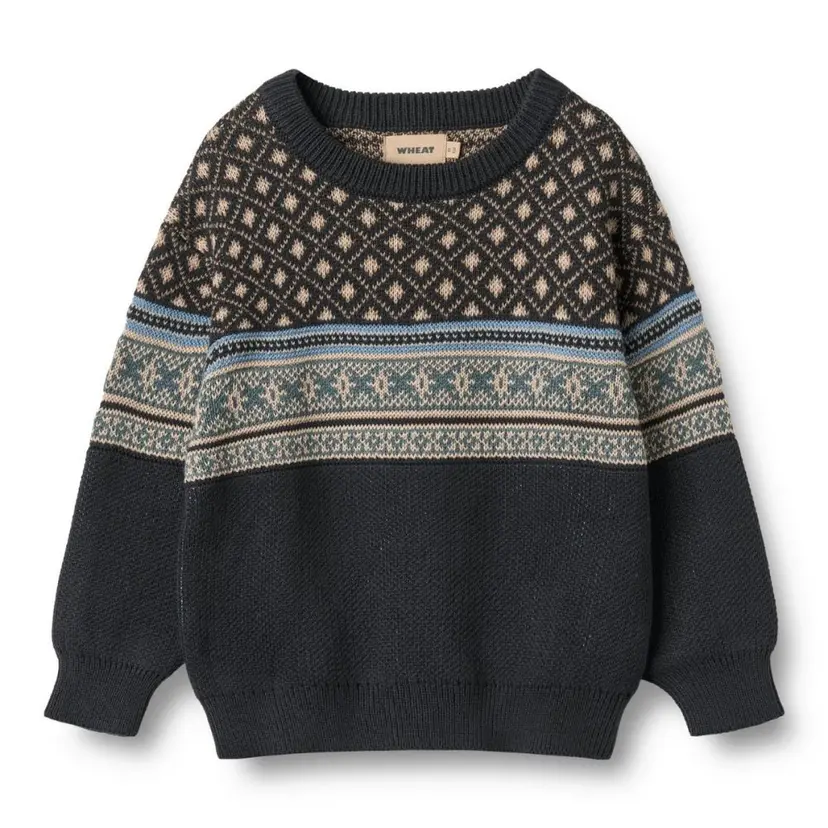 Wheat Wheat - Genser Julius Jacquard Navy