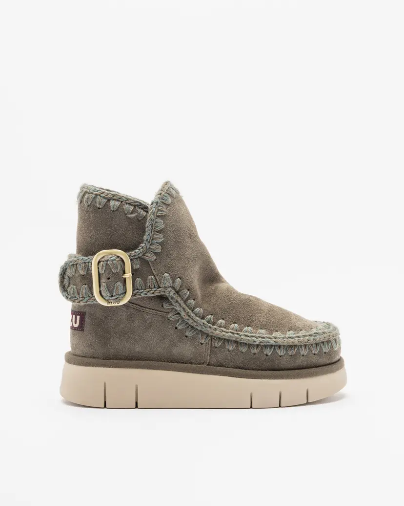 Mou Mou Bounce boot buckle strap Green Boots
