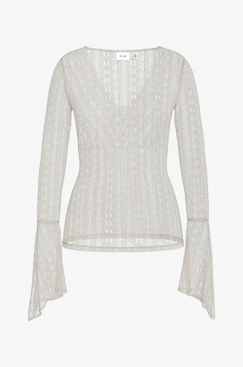Vila Topp viChikka L/S V-neck Top - Beige