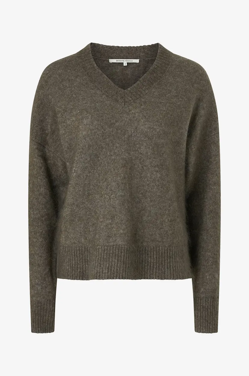 Second Female Genser Brook Knit Loose V-neck - Brun