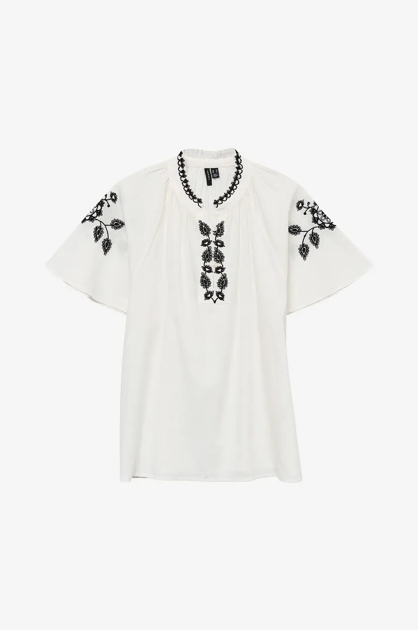 Vero Moda Bluse vmQuinn SS Top Wvn GA - Hvit