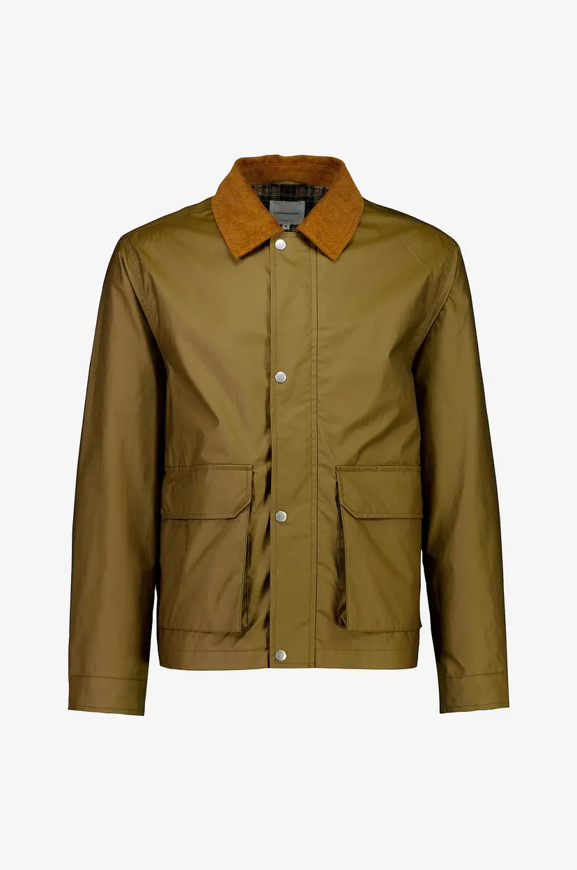 Lindbergh Jakke Field Jacket w Corduroy Collar - Grønn