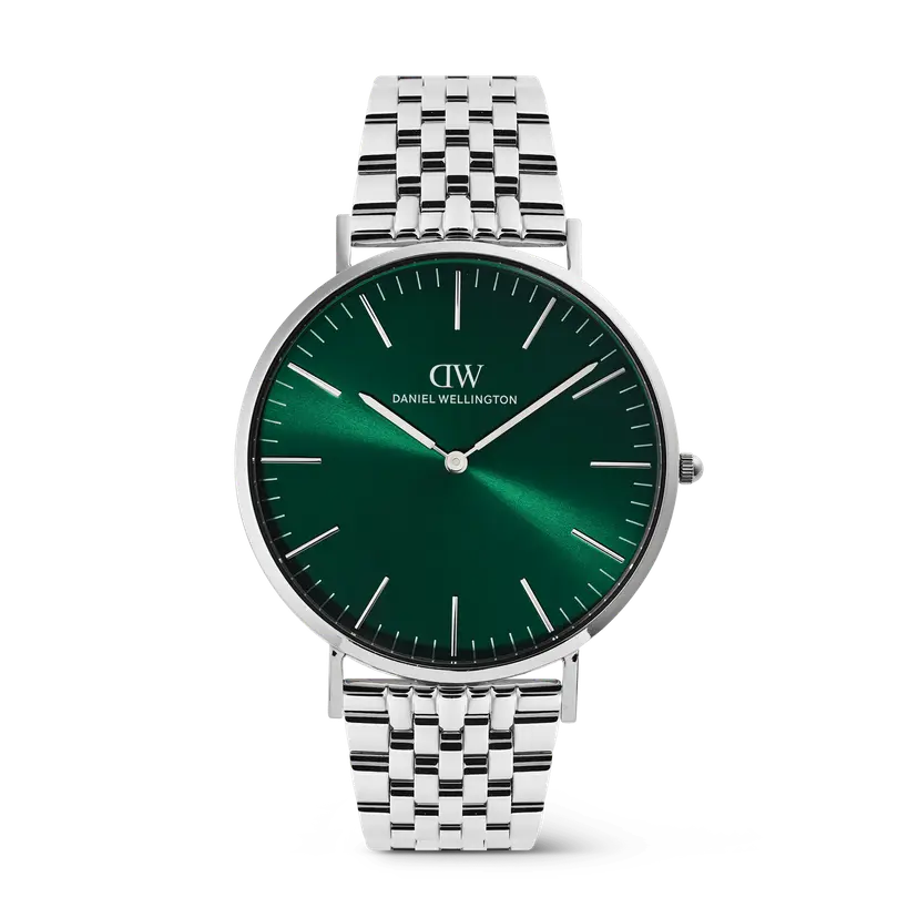 Daniel Wellington Silver 40mm Watch Classic 7-link Emerald | DW