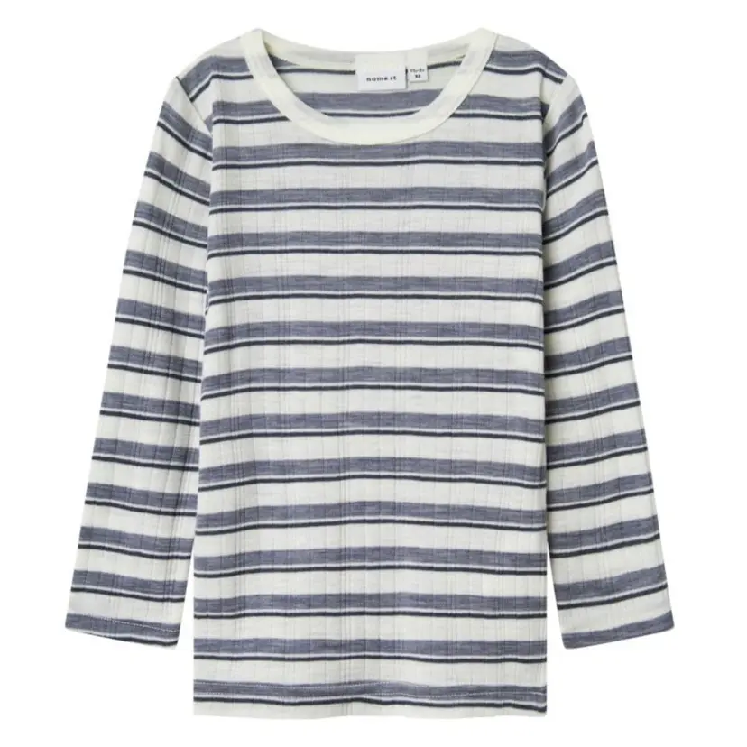 NAME IT Name It - Trøye Ull Wang Stripe Folkstone Gray/ Snow White