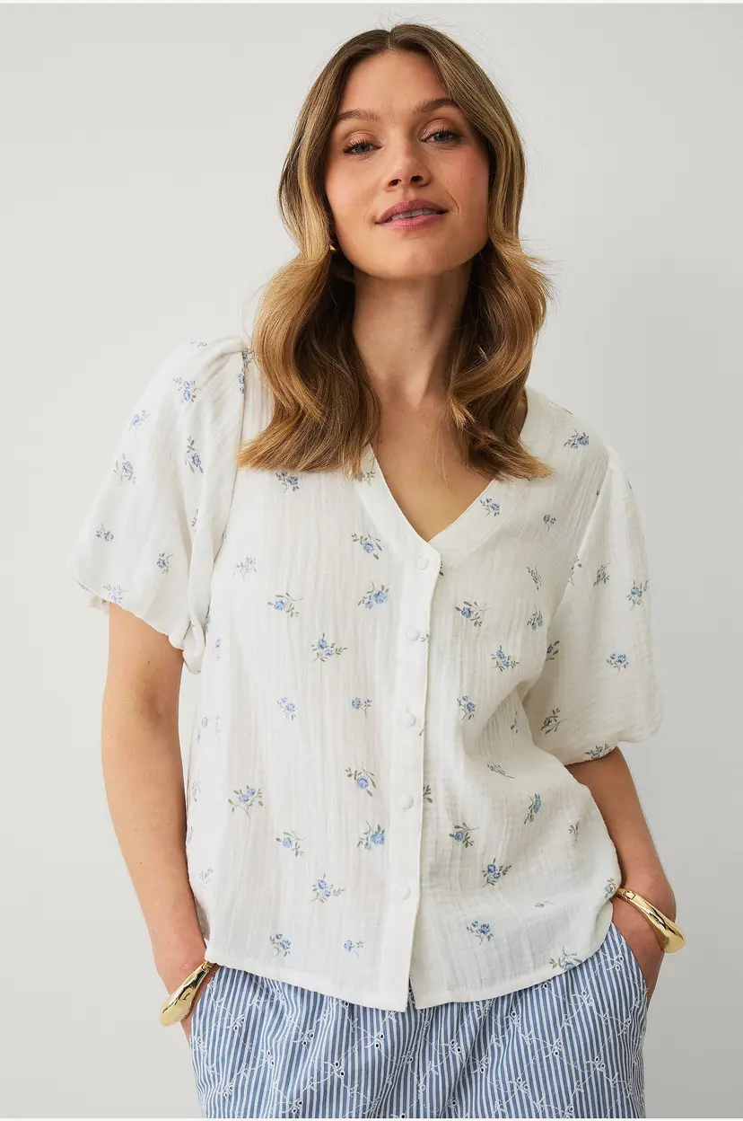 Ellos Collection Bluse med ballongermer - Hvit