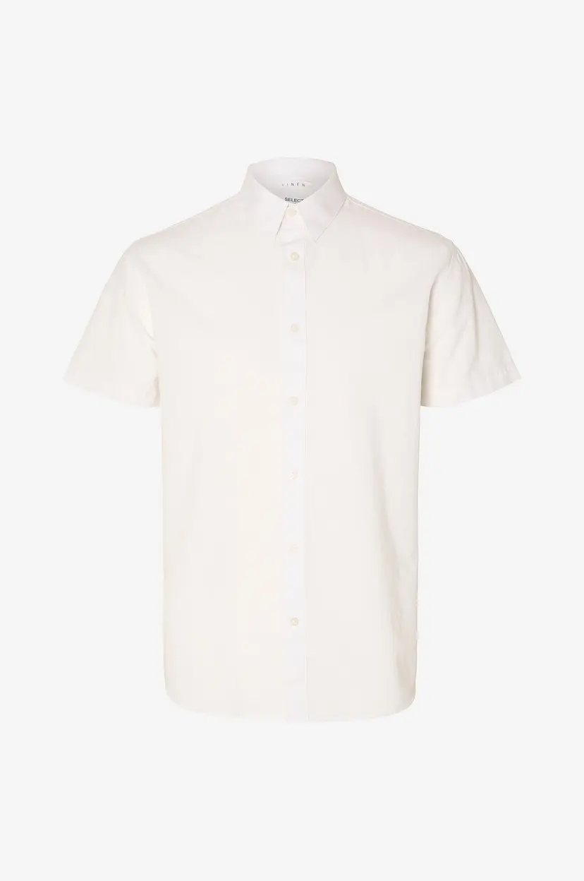 Selected Men Skjorte slhRegnew-linen Shirt SS Classic - Hvit