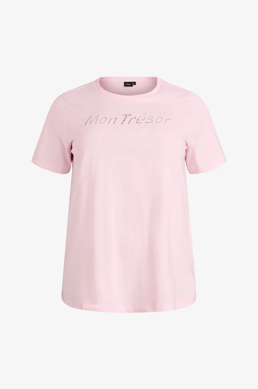 Zizzi T-skjorte mAlli S/S Straight - Rosa