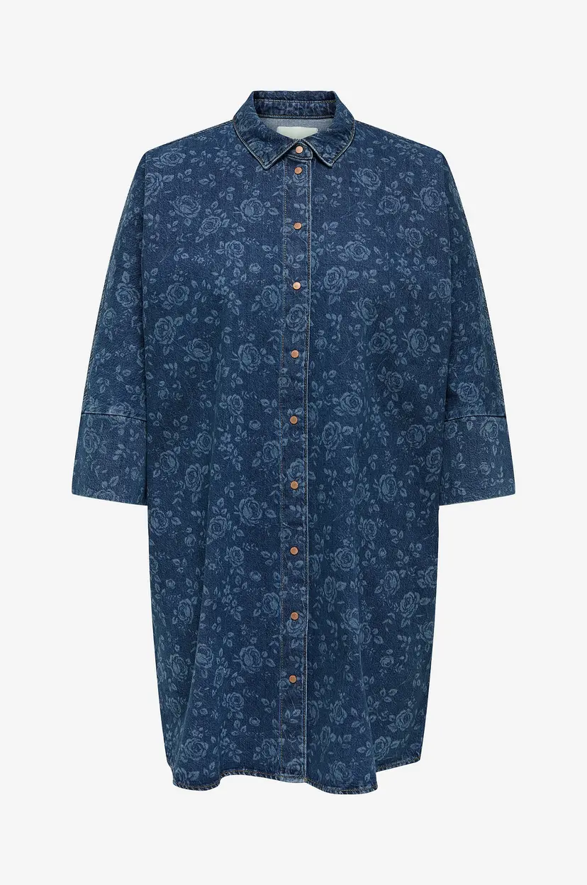 Only Carmakoma Denimkjole carGrace 3/4 Rose Dnm Dress Pim - Blå