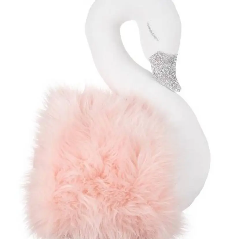 Cotton & Sweets Hvit svane med rosa pels, veggdekor fra Cotton & Sweets (Onesize)