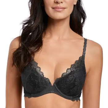 Wacoal Wacoal BH Lace Perfection Plunge Push Up Bra Svart D 65 Dame