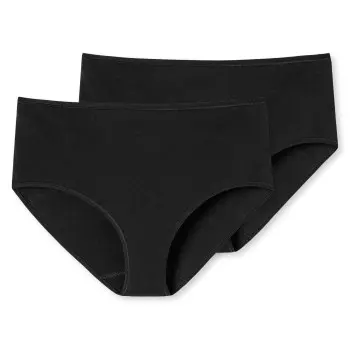 Schiesser Schiesser Truser 2P 95-5 Organic Cotton Midi Briefs Svart bomull Large Dame