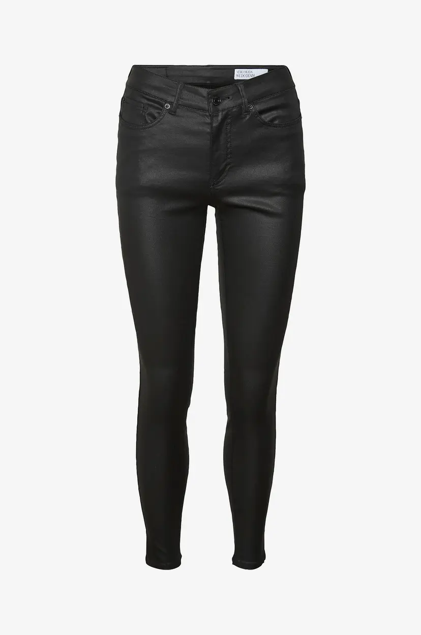 Vero Moda Jeans vmFlash MR Skinny Coated Pants - Svart