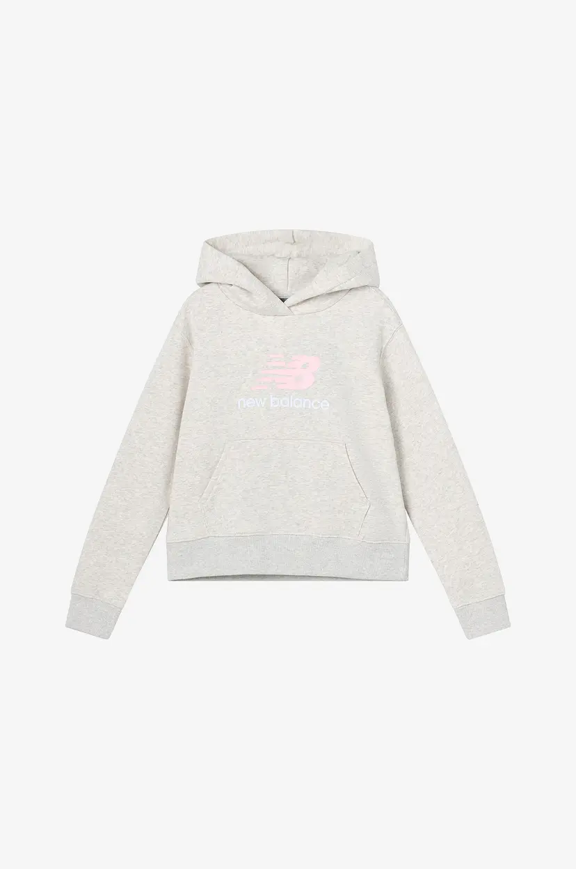 New Balance Hettegenser Brush Back Stacked Logo - Grå
