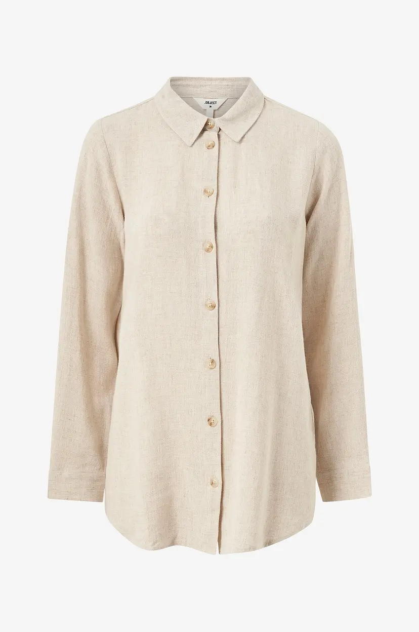 Object Collectors Item Skjorte objSanne L/S Shirt - Beige