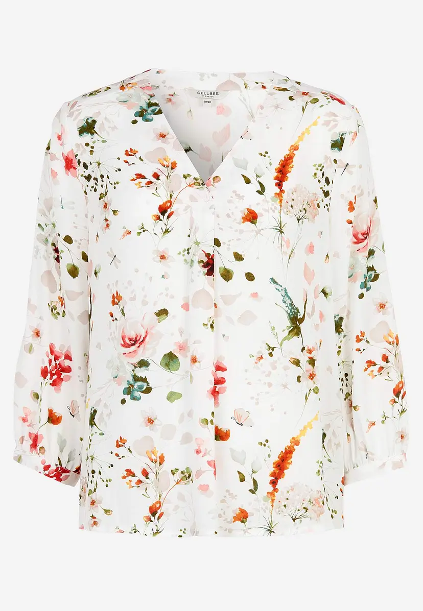 Vevet bluse med et blomstermønster