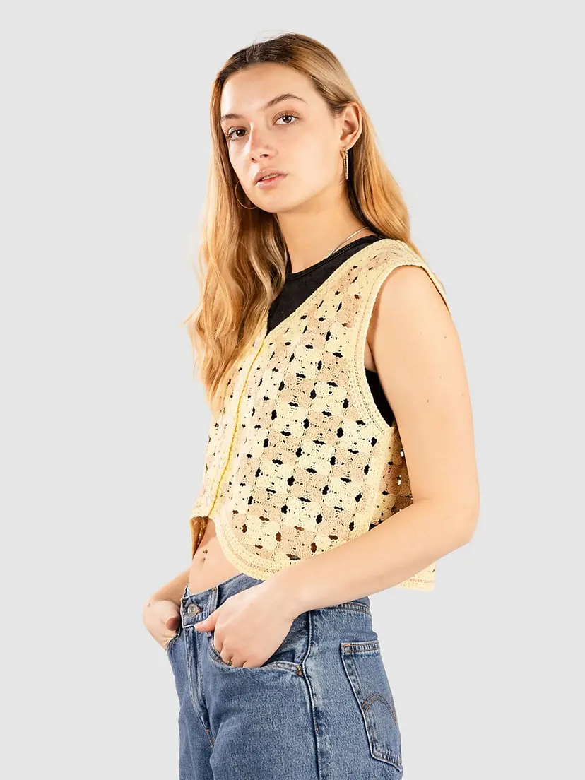 Blue Tomato Blue Tomato Crochet Vest Strikket genser gul