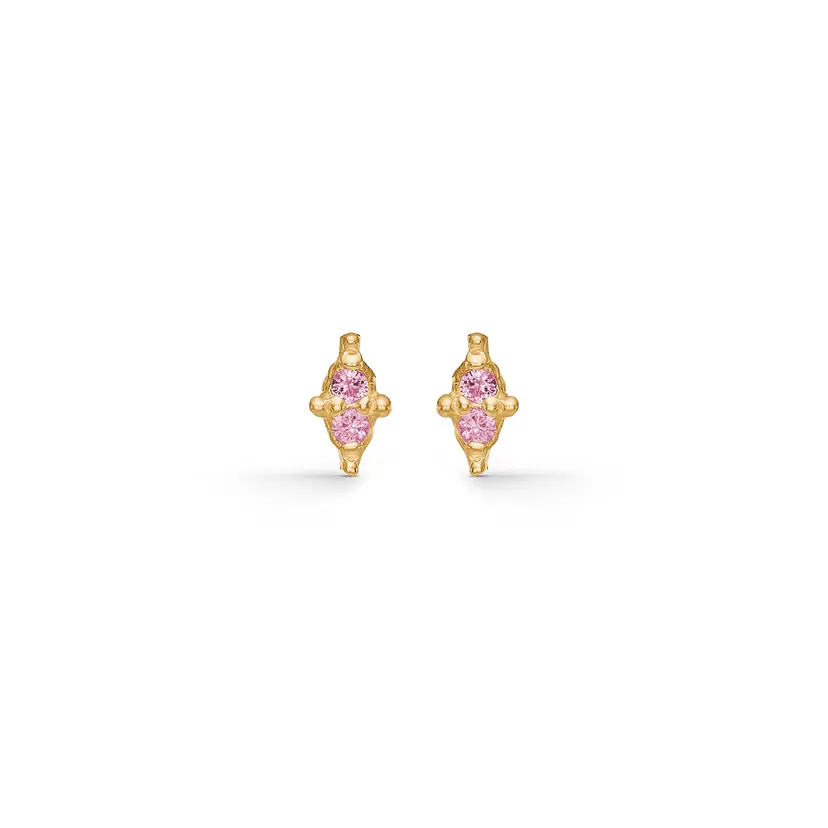 Studio Z Studio Z - Cluster øreringe i forgyldt sølv med pink sten - 7217852