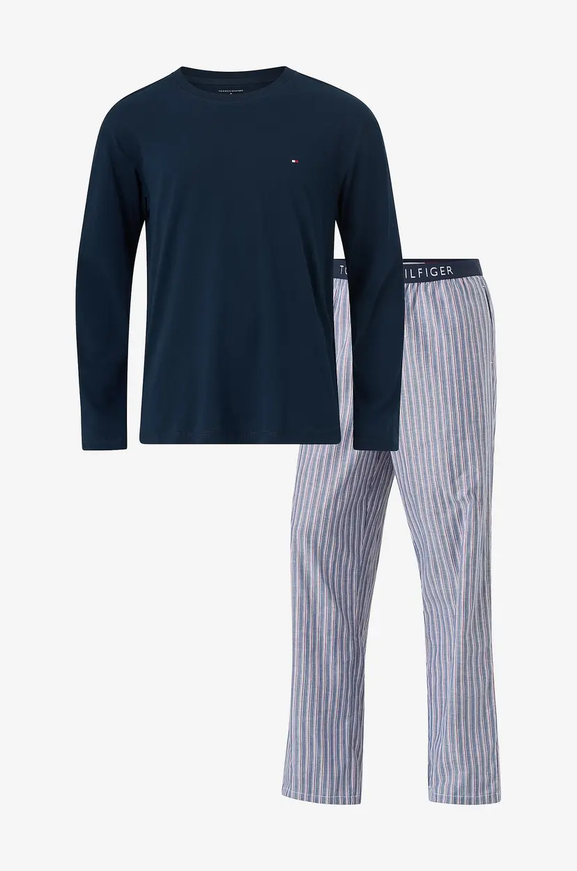Tommy Hilfiger Pysjsett Ls Woven Pj Set Print - Blå