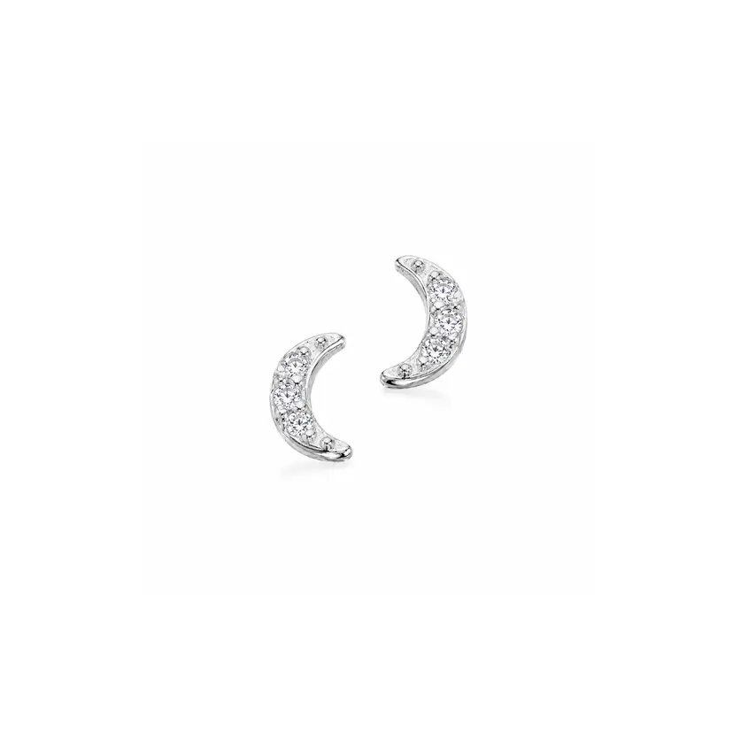 Scrouples Scrouples - Måne mini ørestikker med sten i sterling sølv - 157782s
