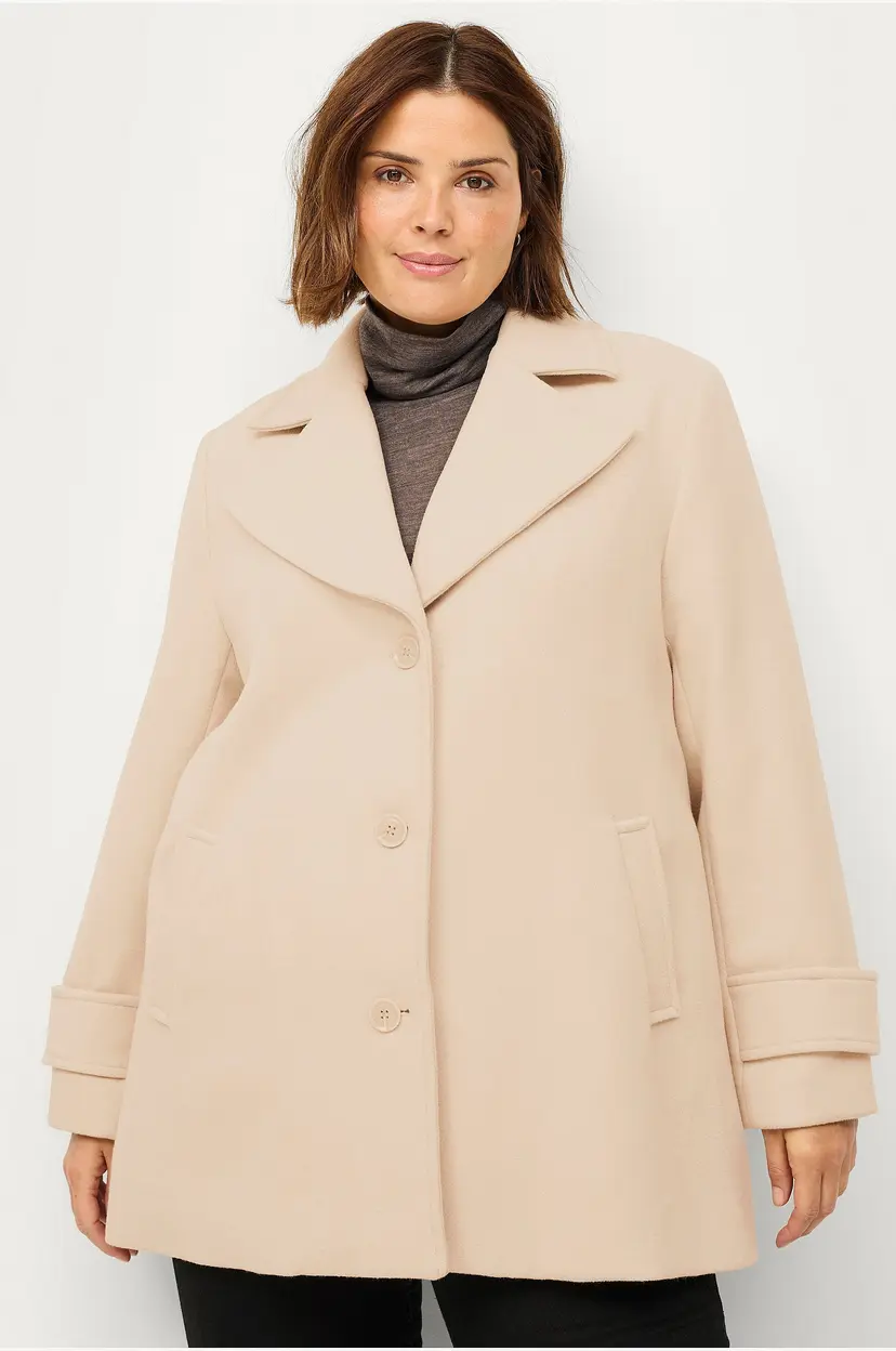 Ellos Plus collection Pea coat i ullmiks - Beige