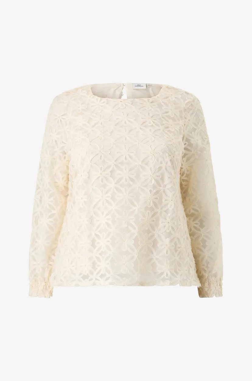 Only Carmakoma Bluse Carsage L/S O-Neck Structure Top Wv - Hvit