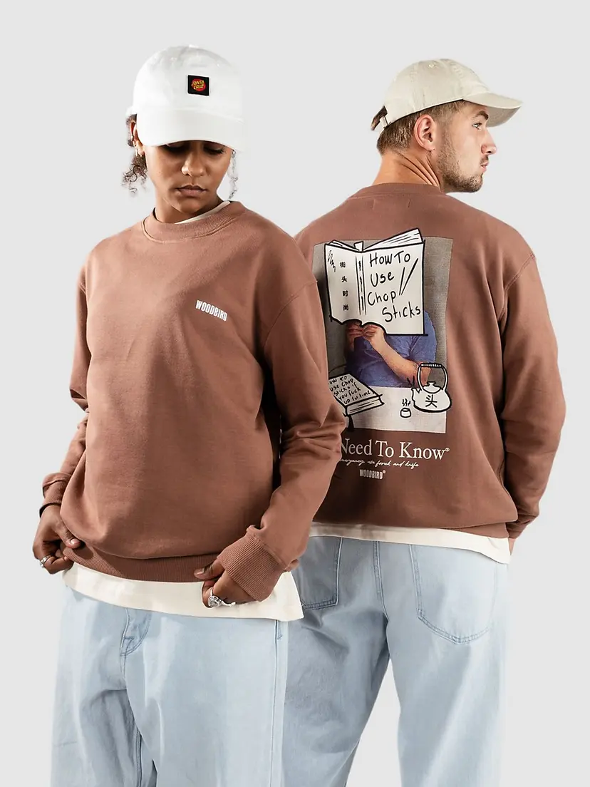 Woodbird Woodbird Cane Chop Crew Genser brun