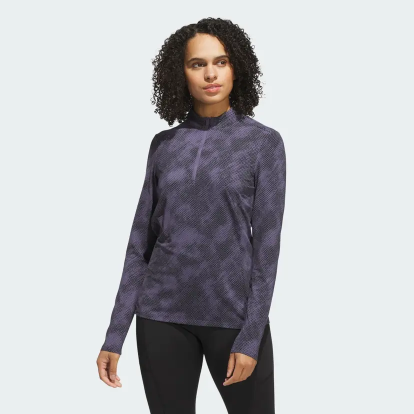 Adidas Ultimate365 Printed Quarter-Zip Mock Neck Top