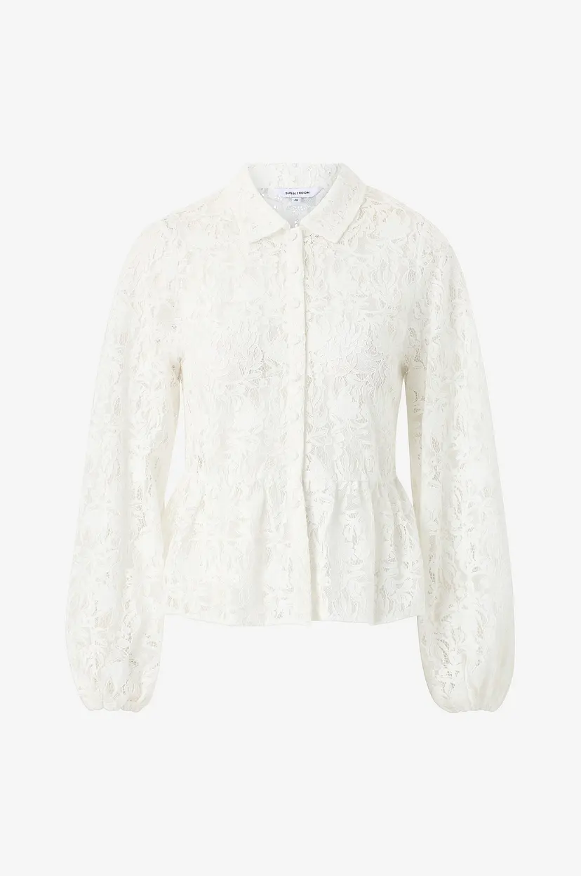 Bubbleroom Blondebluse Lace Peplum Blouse - Hvit